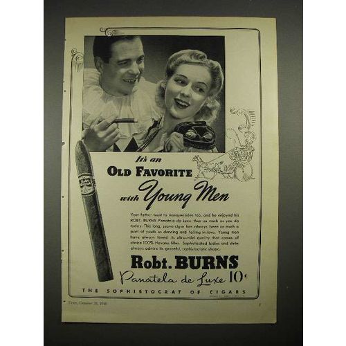 1940 Robt. Burns Panatela de Luxe Cigar Ad