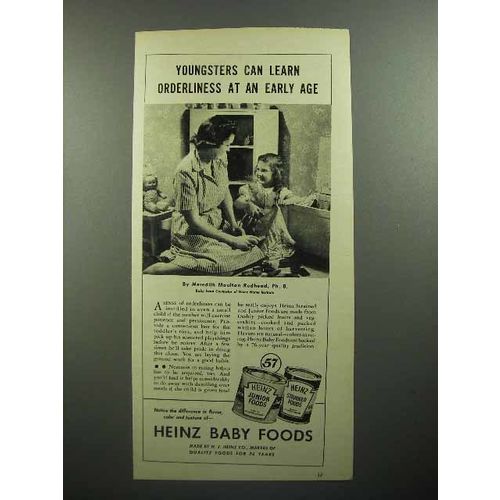 1945 Heinz Baby Food Ad - Youngsters Learn Orderliness