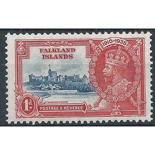 Falkland Islands 1935 SG139 1d Deep Blue & Scarlet Silver Jubilee Mtd Mint . ..