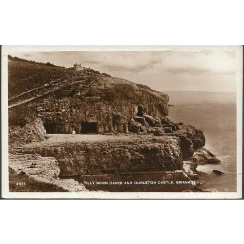 Swanage, Dorset - Tilly Whim Caves & Durlston Castle - RP postcard c.1930s