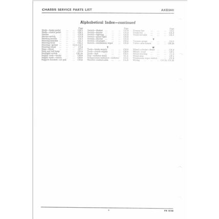 BMC FHK160 Commercial Vehicles Chassis Parts Catalogue 1963 AKD3441 PDF