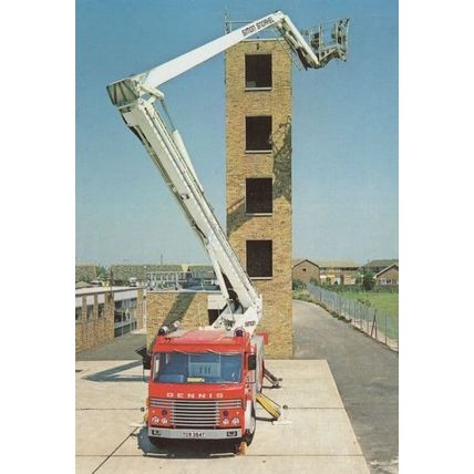 Hestair Dennis Delta II Hydraulic Platform Crane Fire Engine Postcard