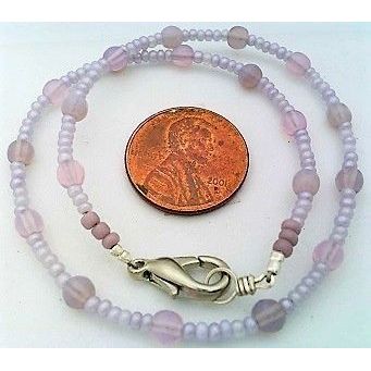 Lavender Opal Glass Beaded Anklet Bracelet