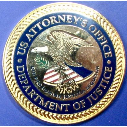 DOJ, W. VA Attorney's Office. Challenge Coin. 1.5". 40b.