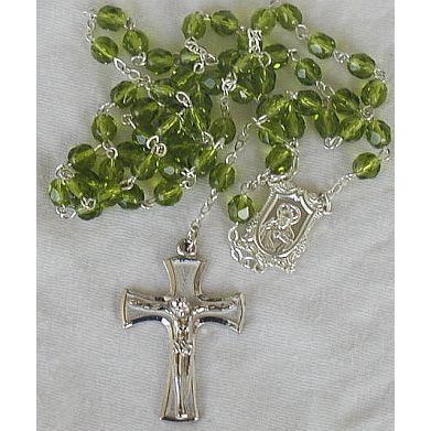 Peridot glass beads Rosary