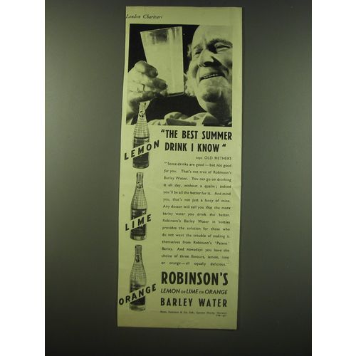1940 Robinson's Barley Water Ad - The best summer drink I know