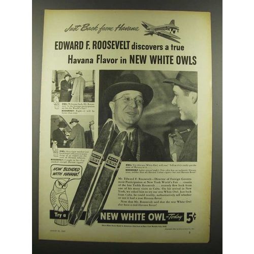 1940 White Owl Cigars Ad - Edward F. Roosevelt