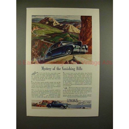 1941 Lincoln-Zephyr Car Ad - Mystery of Vanishing Hills
