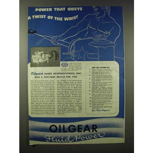 1945 Oilgear Fluid Power Ad - Obeys Twist of the Wrist