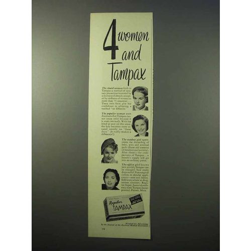 1951 Tampax Tampons Ad - 4 Women and Tampax