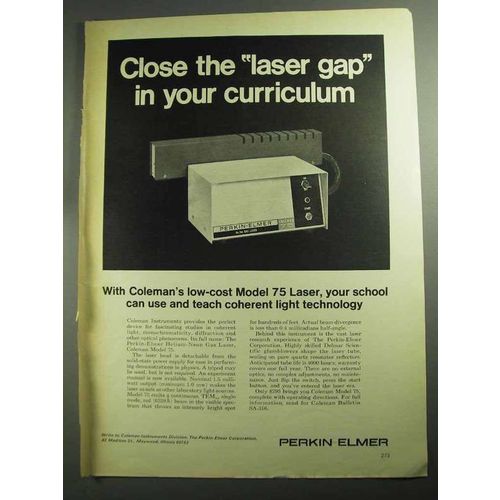 1968 Perkin-Elmer Model 75 Laser Ad - Close the Gap