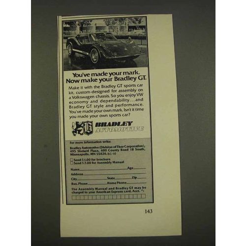1976 Bradley GT Sports Car Ad - Made Your Mark