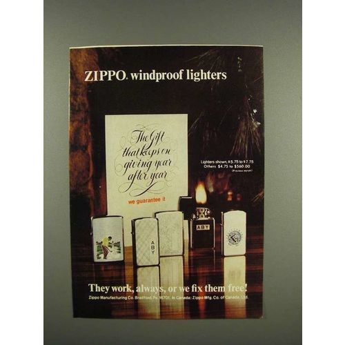1975 Zippo Cigarette Lighter Ad - Windproof