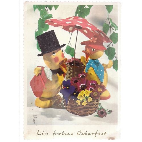 a Swiss EASTER GREETINGS used postcard 1963 postmark switzerland #