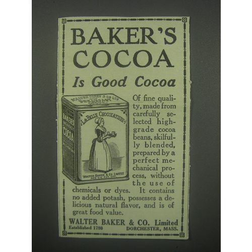 1913 Baker's Cocoa Ad - Baker's Cocoa is good Cocoa