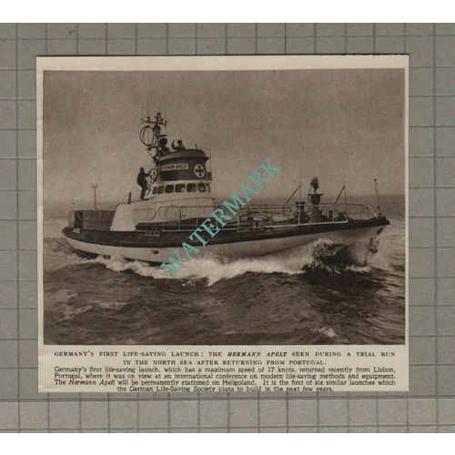 C3206) German Life Boat The HERMANN APELT - 1955 Clip