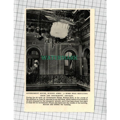 C3214) Government House Buenos Aires Bomb Damage - 1955 Clip