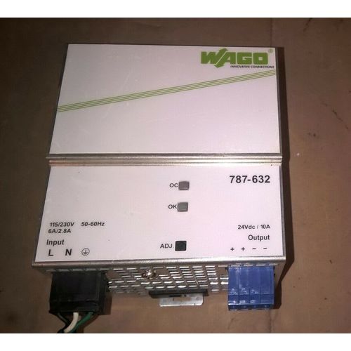 WAGO 787-632 Switched Mode Power Supply 115/230VAC In, 24VDC 10A/240W Out PLC