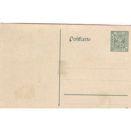 Wurttemberg 5pfg Postal Stationary Card Unused Glue Remnants VGC