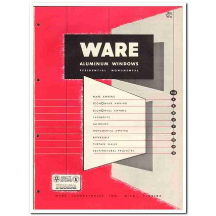 Ware Laboratories Inc 1955 vintage window catalog aluminum residential