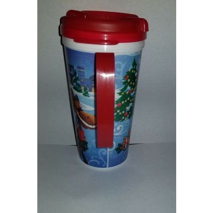 DISNEYLAND'S HAPPY HOLIDAY CHRISTMAS THEMED TRAVEL MUG CUP W/ LID~NEW~2017
