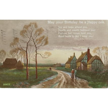 GB 1928 Birthday Elderly couple in lane