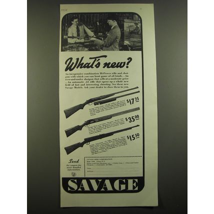 1938 Savage Advertisement - Utility Gun, Model 420 Shotgun and Model 6 Rifle