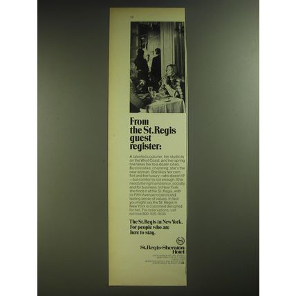 1974 St.Regis-Sheraton Hotel Ad - From the St. Regis guest register
