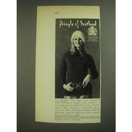 1974 Pringle of Scotland Susan Mock Turtleneck Sweater Advertisement
