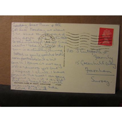 SOUTHERN SLOPE BY NIGHT , ILFRACOMBE, DEVON used postcard 1970 pm =