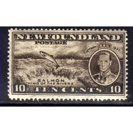 Newfoundland 1937 KGV1 10ct Blackish Brown MM SG 261 ( M1020 )
