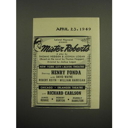 1949 Mister Roberts Play Ad - Leland Hayward presents Mister Roberts