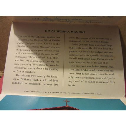 THE CALIFORNIA MISSIONS, CALIFORNIA, used vintage lettercard 12 views