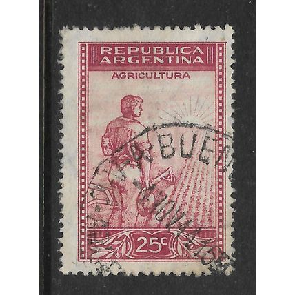 ARGENTINE REP 1936 PRODUCTION & INDUSTRY 25c RED PLOUGHMAN SG 656 FINE USED