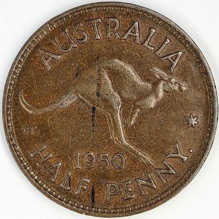 AUSTRALIA 1950 Halfpenny / ½ Penny (M- D)