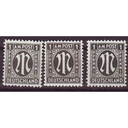 GERMANY Alliiert AmBri [1945] MiNr 0016 A,B,C ( **/mnh )
