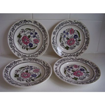 Vintage 4 Kathie Winkle Broadhurst Ironstone Side Plates Hand Painted Rebecca
