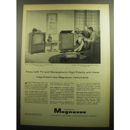1958 Magnavox Manhattan Television and Belvedere Phonograph Advertisement
