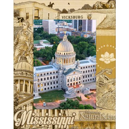 Mississippi Montage Laser Engraved Wood Picture Frame Portrait (3 x 5)