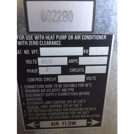 NEW Valcun 002280 Electric Heating Element VFT Heat Pump AIRHEAT EXCHANGER,BJ