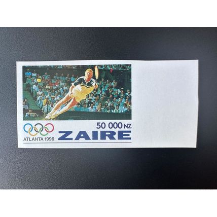 Congo Zaire 1996 COB 1496 IMPERF ND papier carton Tennis Jeux Olympiques Atlanta