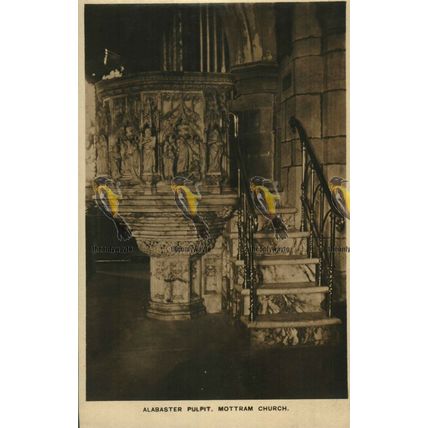 Alabaster Pulpit, Mottram Church, Cheshire, Rare Postcard