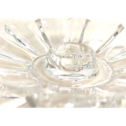Vintage Clear Glass Candle Holder Daisy Scalloped Celestial Trinket Bowls Dish