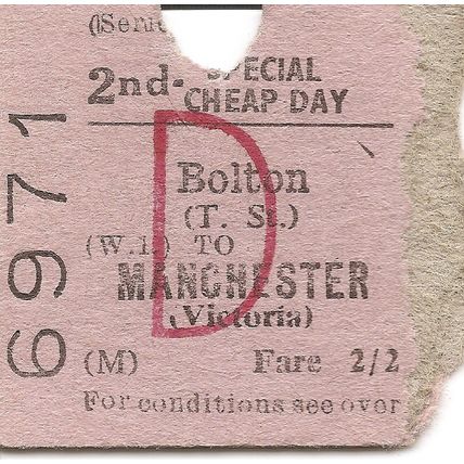 B.T.C. Edmondson Ticket - Bolton Trinity Street to Manchester Victoria