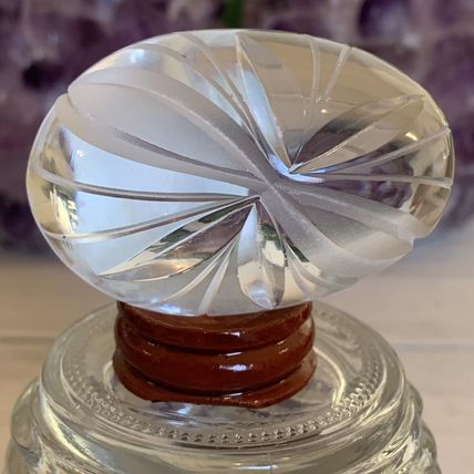 Vintage Ruckl Bohemian Czech Hand Cut Crystal Egg With Stand Original Box Label