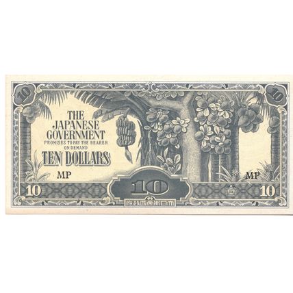 WW2 Japanese 10 Dollars Banknote Japan Malaya WWII Currency Paper money