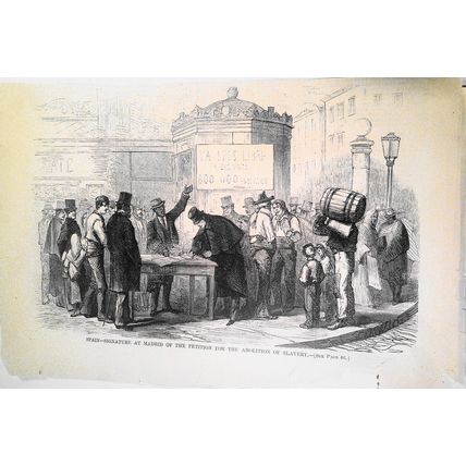 Madrid Spain. Signing of Petition for Abolition of Slavery. Harper's Weekly 1869