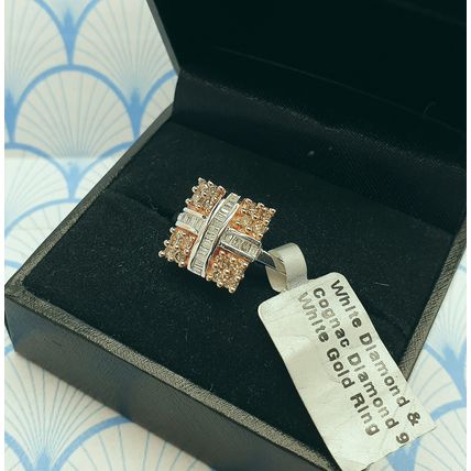 Gemporia 9ct 375 White Gold 0.50ct Cognac Diamond Ring - Brand New with Box