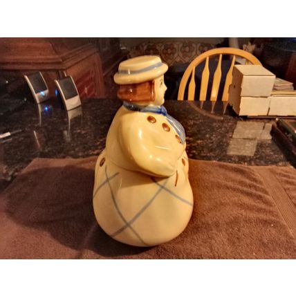 Old Vintage Cookie Jar Shawnee Dutch Boy W/Blue Strips Pants 11 3/4" Tall 1940's