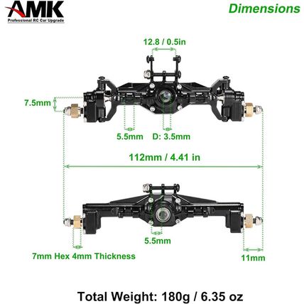 AMK TRX4M Brass Portal Axle Upgrade Kit Complete Set, Front Axles and Rear Axles